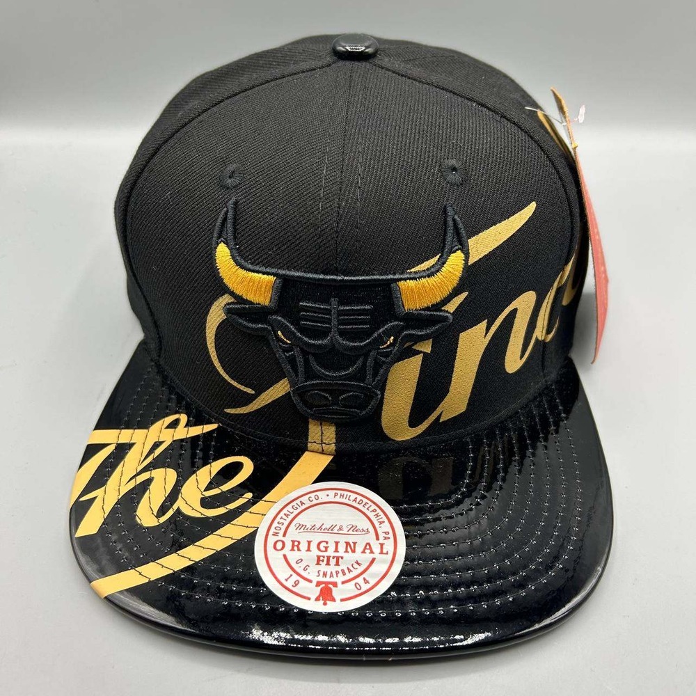 Chicago Bulls NBA Hat Men Black The Finals Mitchell & Ness Snap Back Cap New